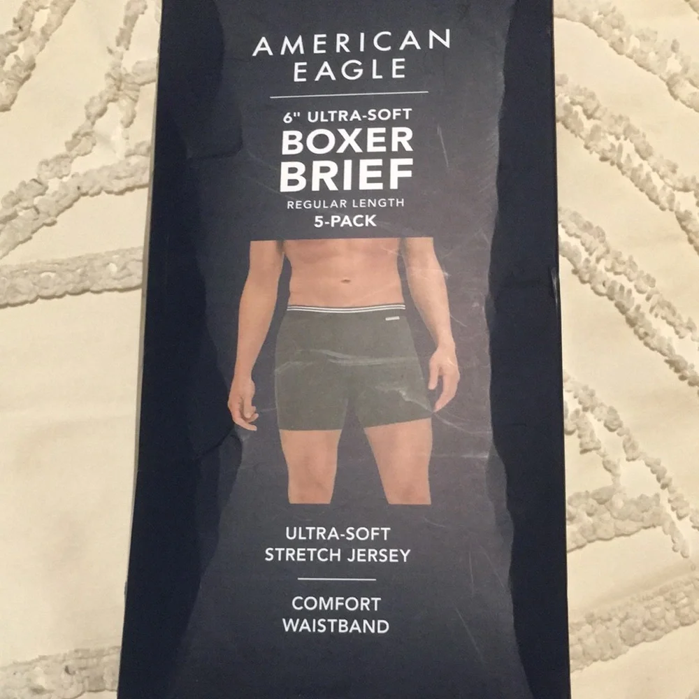 American Eagle Outfitters Men’s 5-Pack Blue & Gray Ultra-Soft Boxer Briefs